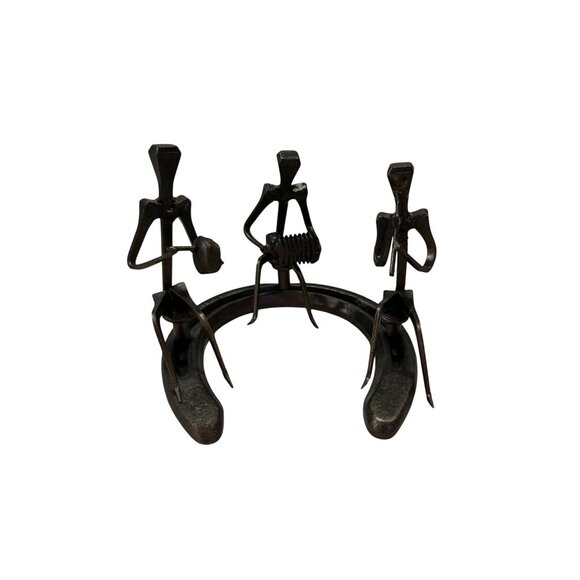 Metal Horseshoe Sculpture Musicians Folk Art Western Rustic Decor Used - Picture 1 of 10